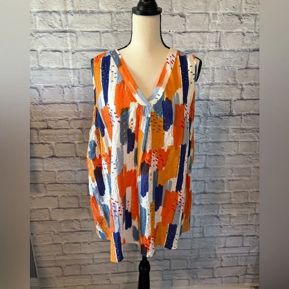SHEIN Multicolor Abstract Print Top